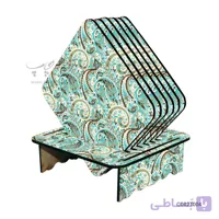 ست زیر لیوانی همراه با پایه طرح کاشی کاری کد CO02T004