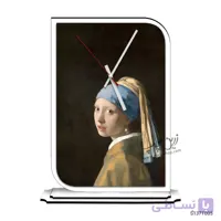 ساعت رومیزی طرح نقاشی دختری با گشواره مروارید S137T005