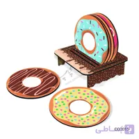 ست زیر لیوانی همراه با پایه طرح دونات کد COT015