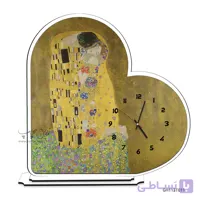 قاب ساعت رومیزی قلبی طرح نقاشی بوسه GH113T011