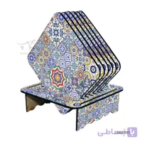 ست زیر لیوانی همراه با پایه طرح کاشی کاری کد CO02T001