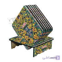 ست زیر لیوانی همراه با پایه طرح کاشی کاری کد CO02T002
