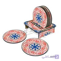 ست زیر لیوانی همراه با پایه طرح کاشی کاری کد COT017