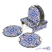 ست زیر لیوانی همراه با پایه طرح کاشی کاری کد COT018