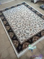 فرش ماشینی 500 شانه طرح نگار رنگ کرم