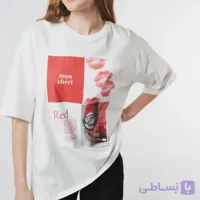 تیشرت اورسایز آستین کوتاه طرح‌دار سرمه‌ای برند ترک سایزبندی: ۴۲