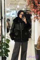 کاپشن زنانه چرم وارداتی مدل پوست خز کد 0186