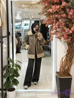 کاپشن زنانه گرم بوفالو چرم وارداتی مدل آویا کد 0183