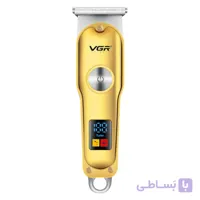 ماشین اصلاح موی سر و صورت وی جی ار مدل V-290 با تیغه استیل ضد زنگ، نمایشگر دیجیتال، قابلیت دو سرعته، منبع تغذیه برق و شارژ، سه شانه اصلاح 1 تا 3 میلی‌متر، مدت زمان استفاده 120 دقیقه و شارژ 90 دقیقه