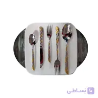 سرویس قاشق چنگال 24 نفره 120 تکه یونیک ناخونی نیمه طلایی آهنربانگیر رنگ ثابت