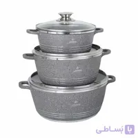 سرویس قابلمه 6 پارچه لایف اسمایل مدل lifep7-6-2 گرانیتی سایز 16 تا 24
