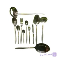 سرویس قاشق چنگال 24 نفره 120 پارچه یونیک زنبوری نیمه طلایی اصل آهنربانگیر