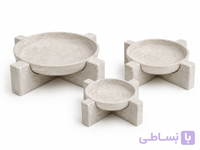 ست کاسه پایه‌دار سنگ تراورتن دکوراتیو