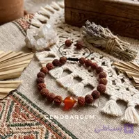 دستبند رودراکشا و عقیق نارنجی