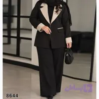 کت و شلوار مجلسی سایز بزرگ مشکی، جنس مازراتی کجراه اعلا 8644 S