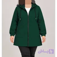 سویشرت سایز بزرگ سبز، جنس دورس تو کرکی 8648 S
