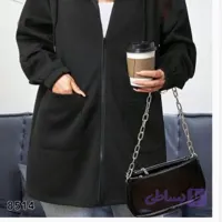 سویشرت سایز بزرگ مشکی، جنس دورس تو کرکی 8514 S