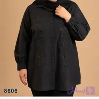 شومیز مانتویی گلدوزی سایز بزرگ، جنس ویسکوز S 8606