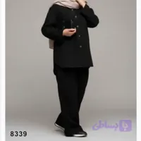 شومیز و شلوار نیم بگ سایز بزرگ، جنس مخمل کبریتی 8339 S