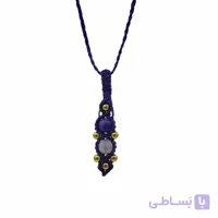 آویز دستساز مکرومه سنگ آمیتیست و رز کوارتز