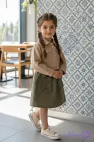 ست دخترانه کت و سارافون کتان مجلسی بچگانه مدل مهتا