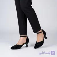 کفش پاشنه بلند زنانه با بند مدل بغل باز نگینی