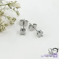 گوشواره نگین مربعی نقره کد 21233