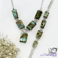 نیمست فیروزه طرح کلاسیک با نقره 925 عیار ایتالیا کد 21826