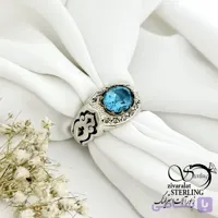 انگشتر نقره 925 عیار سنگ توپاز رکاب طرح دار کد 21865