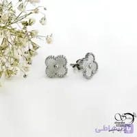 گوشواره میخی ونکلیف سفید استیل کد 21694