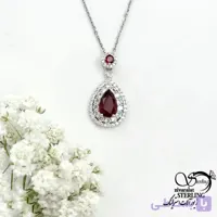 گردنبند نگین قرمز طرح اشکی جواهری کد 22176