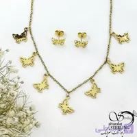 نیمست آویز پروانه استیل طرح طلا کد 21055