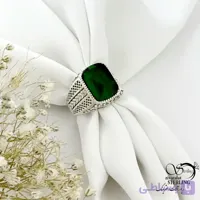 انگشتر نقره کارکرده طرح زمرد رکاب کلاسیک کد 21412