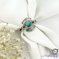 انگشتر نقره ایتالیایی فیروزه جواهری کد 21559