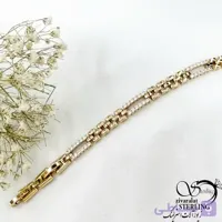 دستبند ژوپینگ زنانه مجلسی مستطیلی نگین دار کد 21085