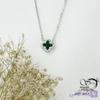 گردنبند نقره ونکلیف سبز طرح طلا کد 22008