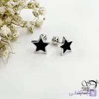 پیرسینگ گوش نقره ستاره مشکی کد 22093