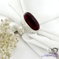 انگشتر نقره کارکرده رکاب طاووسی سنگ یاقوت سرخ کد 22048