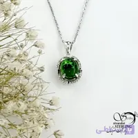 گردنبند نقره ایتالیا طرح زمرد کد 21339