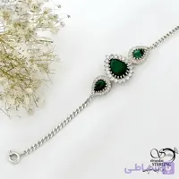 دستبند نقره طرح اشکی با سنگ مالاکیت ساخت ایتالیا کد 21569
