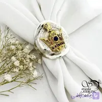 انگشتر تاج دو رنگ مردانه با نقره 925 عیار کد 21585