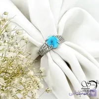 انگشتر نقره فول نگین با سنگ فیروزه کد 21315