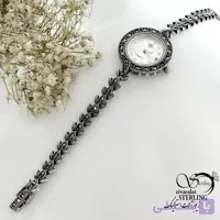 ساعت نقره ایتالیایی سیاه قلم طرح کلاسیک کد 21947