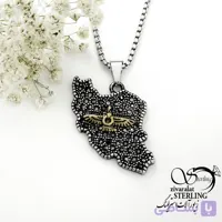 گردنبند نقشه ایران فول نگین برند استیل (فروهر) کد 22263
