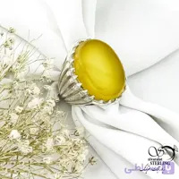 انگشتر نقره عقیق زرد مردانه 925عیار کد 21405