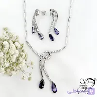 سرویس نقره دست دوم با سنگ آماتیست طرح طلا کد 22304