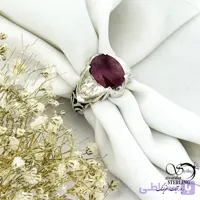 انگشتر نقره یاقوت سرخ رکاب شبکه عیار 925 ایتالیایی کد 21397