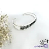 دستبند النگویی نقره 925عیار با سنگ سبز مناسب سایز 1 کد 21490