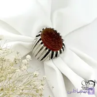 انگشتر عقیق نقره 925 عیار با ذکر ملک الواحد القهار رکاب خطی کد 21567