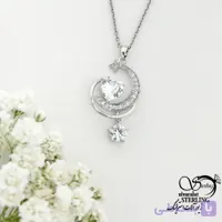 گردنبند کلاسیک طرح ماه و نگین قلبی کد 22182
